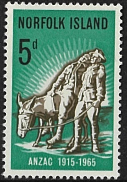 Isla Norfolk 1965 ANZAC 50 aniversario MNH 5d emisión de sello predecimal Foto 1 de 1