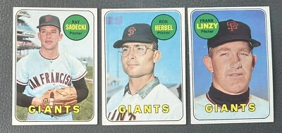 1969 Topps Baseball Lot of 3 San Francisco Giants Cards EX-EXMINT FREE SHIPPING - Image 1 of 2