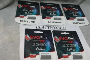5 PIECES New GENUINE Samsung EVO Plus 64GB Micro SD Memory Card w/ SD Adapter - Picture 1 of 1