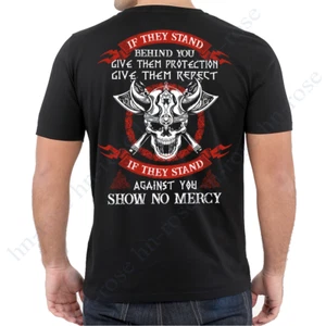If They Stand Against You Show No Mercy - Viking Warrior Valhalla Nordic T-Shirt - Imagen 1 de 4