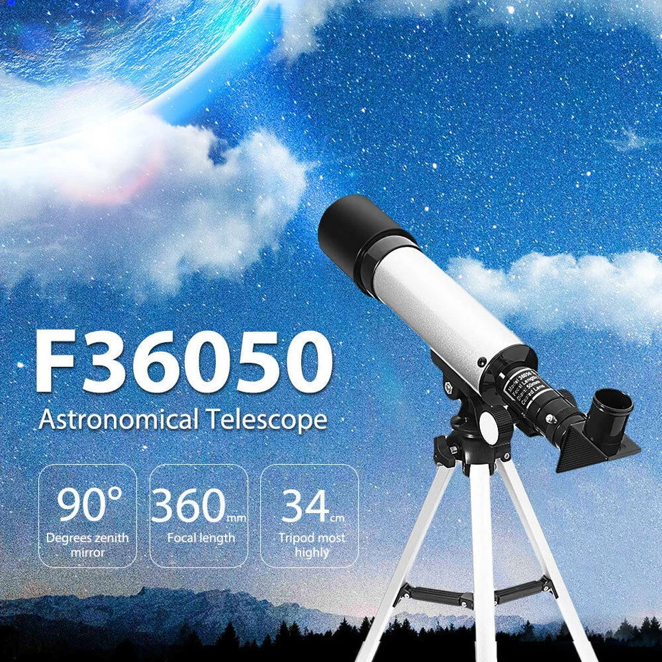 TELESCOPIO MONOCULARE ASTRONOMICO FOCALE 360 TREPPIEDE CAVALLETTO LUNA STABILE