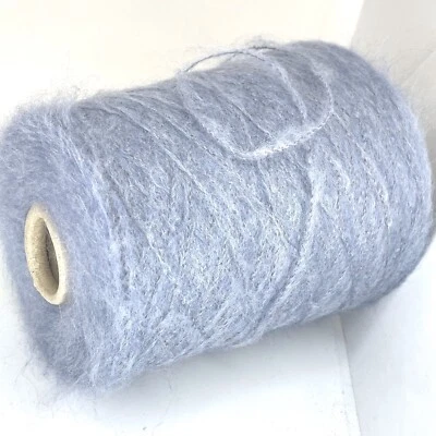 Pastel Light Blue MOHAIR WOOL FLUFFY Yarn Cone FINGERING WEIGHT USA TARIFF FREE - Image 1 of 4