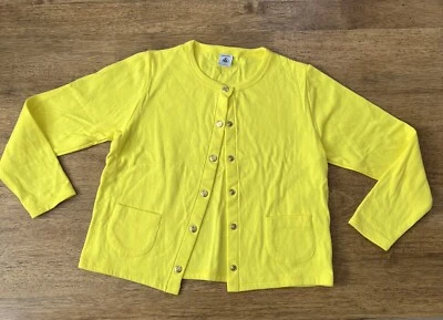 Petit Bateau Cardigan Girls 8 years Yellow Long Sleeves 100% Cotton Pockets - Image 1 of 4