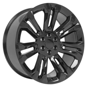 Gloss Black 24" Seven Split Spoke Wheels for Chevy Sillverado Suburban Tahoe - Picture 1 of 4