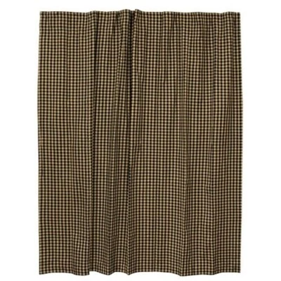 NEW SHOWER CURTAIN BLACK TAN Gingham Check Fabric Country Rustic 72"x72" Cotton - Imagem 1 de 2