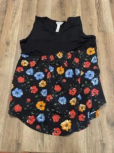 Ma Cherie Tank Top, Womens Maternity Medium Black Red Orange, Floral, Sleeveless - Picture 1 of 7