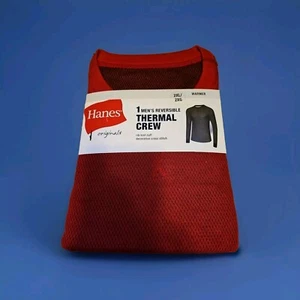 Hanes Originals Men's Raschel Reversible Knit Thermal Top Burgandy NWT, Size 2XL - Picture 1 of 2