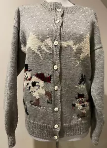 SOUTH WOOL Womens Hand Knitted Vintage Pure New Wool Sweater Shirt - Sz Large - Picture 1 of 6
