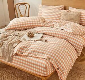 Old Coarse Cloth Cotton Duvet Cover Set Simple Modern Button Bedding Set Thick