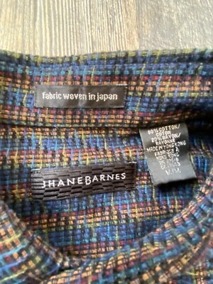 Vintage JHANE BARNES Woven Cotton Blend Colorful Shirt Med 90s Y2K Style - Image 1 of 4