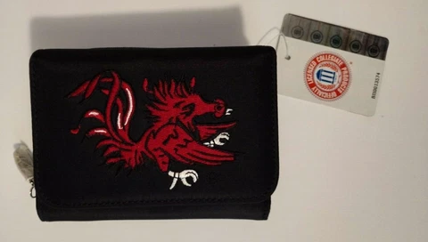 South Carolina Gamecocks Women's Tri-Fold Wallet Black licensed NWT Cover