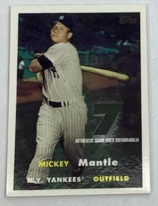 2007 Topps # MMR-57 Mickey Mantle #7 Game Worn Jersey Yankees 1957 Topps - Picture 1 of 2