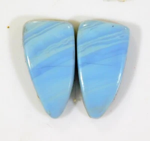 09 Cts 100% Natural Blue Opal Pair Fancy Cabochon Gemstone Jewelry Making DH=375 - Picture 1 of 6