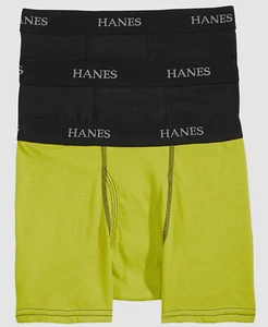 $60 Hanes Boys Black Green Assorted 3-Pk Logo Underwear Boxer Briefs Size Small - Picture 1 of 1