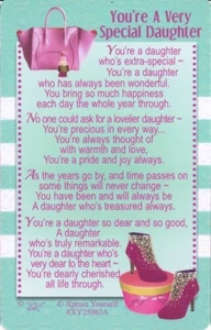 CARTERA TARJETA ERES UNA HIJA MUY ESPECIAL Recuerdo Sentimental Verso Amor Regalo - Imagen 1 de 6