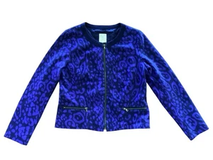 The Gap Women’s 6 Jacket Cropped Stretch Animal Leopard Print Periwinkle Purple - Picture 1 of 9