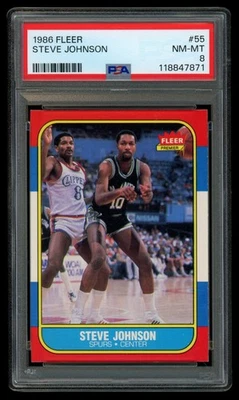 Tarjeta Fleer #55 1986 Steve Johnson San Antonio Spurs PSA 8 casi nueva-como nueva (65930) Foto 1 de 2