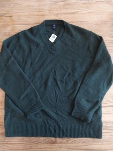 NWT Vtg Y2K Gap Lambswool Angora Blend V-Neck Sweater Forest Green Mens Sz XXL - Picture 1 of 8