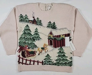 Maglione Natalizio Marisa Christina Classics 1994 Vintage Taglia Large 3D-Leggi! - Foto 1 di 23