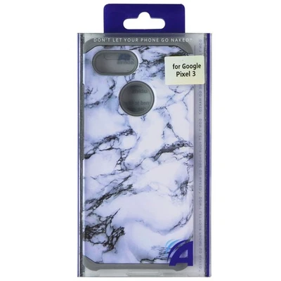 Custodia A Due Strati ASMYNA Per Google Pixel 3 - Marmo Blu/Argento - Immagine 1 di 2