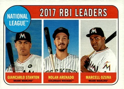 2018 Topps Heritage #4 2017 RBI Leaders (Giancarlo Stanton / Arenado - Image 1 of 2