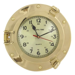 Reloj Con Esfera Clara En Bullauge Náutico De Latón Sea-Club - Imagen 1 de 2