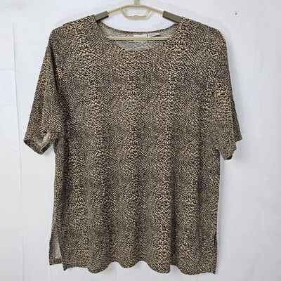 Camisa Top Blusa Leopardo Corta Slv Elastizada Liz Baker Para Mujer XL Estampado Guepardo Foto 1 de 4