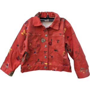 Carter's Girls 3T Corduroy Toddler Kids Jacket Red Orange Floral - Picture 1 of 7
