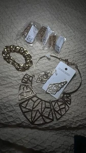 D.EXCEED goldfarbenes Schmuckset - Halskette, Ohrringe, Armband - Neu - Bild 1 von 3