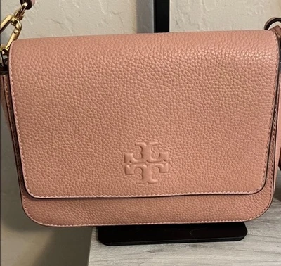 Tory Burch Thea Flap Crossbody Pink Purse Modern Boho Travel Tassels  - Image 1 of 4