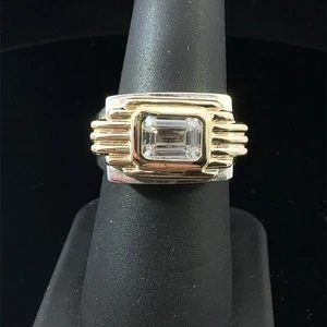 Vintage Art Deco Ring Sterlingsilber & 14K Gelbgold Größe 7,25 10 (WCP031207) - Bild 1 von 6