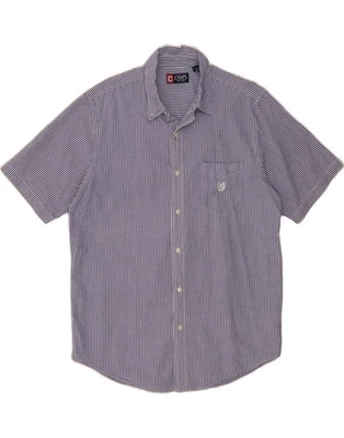 CHAPS Mens Grant Fit Short Sleeve Shirt Large Blue Striped Cotton XU02 - Image 1 of 3