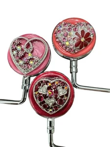 SPRING STREET DESIGN SET OF 3 CRYSTALS ENAMEL HANDBAG HOLDER BAG HOOK - Picture 1 of 2
