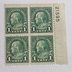 US Stamp Sc 632, 1c Franklin, Plate Blk of 4, MLH F/VF CV$2.00 (510A87) - Picture 1 of 1
