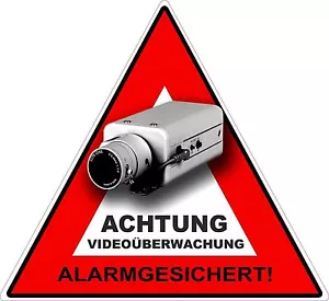 5 x Videoüberwachung, Kameraüberwachung, Alarmgesichert, Aufkleber - Bild 1 von 1