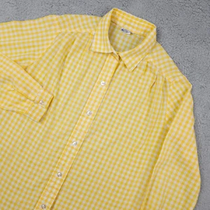 VTG 70s 80s Levi Strauss & Co Shirt Womens S Yellow Gingham Big E Pleated Button - Picture 1 of 18