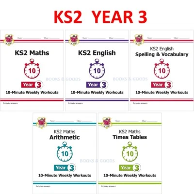 KS2 Year 3 Complete Maths English 10 Minute Workouts Bundle with Answer Ages 7-8 - Image 1 of 4