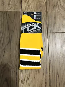 TCK Performance Athletic Socks Baseball Socker Yellow Black Striped - Picture 1 of 3