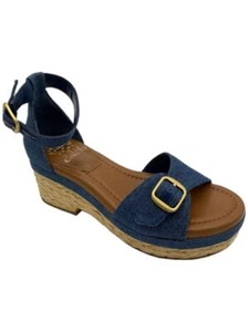 Vince Camuto Adjustable Wedge Sandals Meterry Denim - Picture 1 of 3