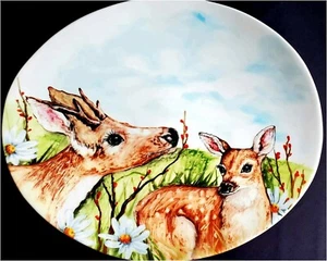 PIER 1 IMPORTS BUCK AND DOE SERVIERPLATTE HERGESTELLT IN ITALIEN NEU OHNE ETIKETT - Bild 1 von 6