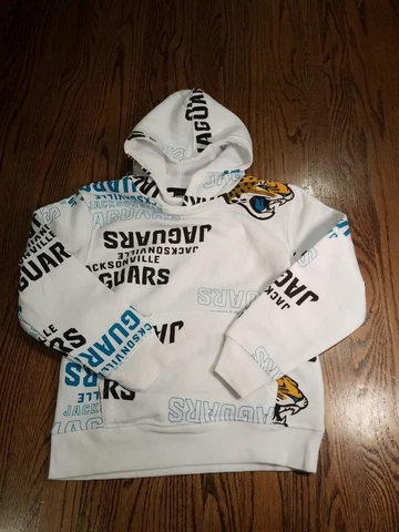 Jacksonville Jaguars Hoodie Youth size 8 White Sweatshirt NFL Team Apparel Cover