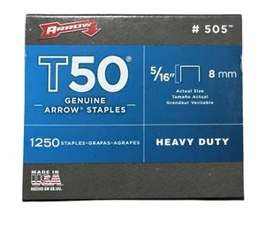 Arrow 5/16" T50 Genuine Arrow Heavy Duty Staples 1250 Pack #505 - Picture 1 of 1