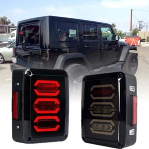 For Jeep Wrangler JKU JK Unlimited 2007-2018 Smoked Tail Light Rear Lamp LH+RH - Picture 1 of 16