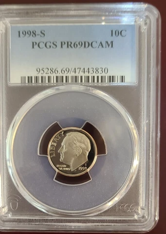 1998 S 10C Roosevelt Dime~Proof~PCGS PR69DCAM~Sharp Coin~NO RESERVE! Cover