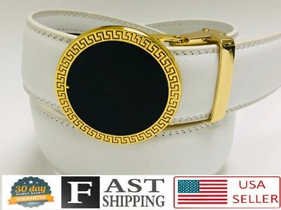 Correas Cinturones de Piel Moderno Sin Hoyos Hombre Nueva Moda Track Buckle Belt - Image 1 of 4