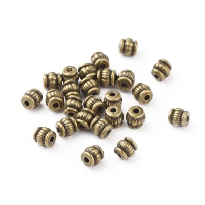 Bronze Spacer Beads Tibetan Style Lantern Shape Patterned 5mm x 5mm 50pcs - Image 1 of 2