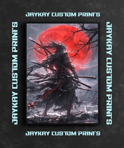 Japanese Samurai Ninja Art Poster Print - No Frame - Picture 1 of 3