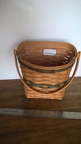 Longaberger 9" Hanging Basket Glad Tidings 1998 Christmas Collection W Protector Cover