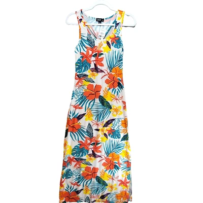 Love Dress Womens L Multicolor Orange Racerback Floral Maxi Colorful Summer New - Image 1 of 4