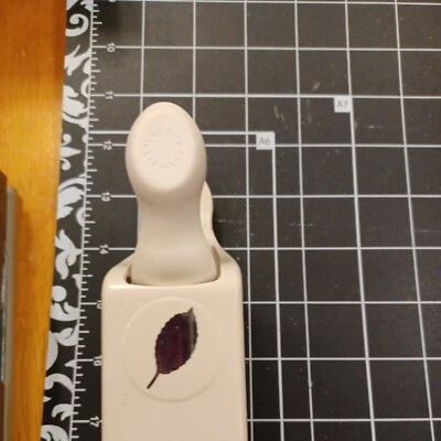 1" Rose Leaf USED Martha Stewart paper punch die cut mint birch tag wedding card - Image 1 of 4